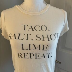 American Eagle T-Shirt Taco, Shot, Salt, Lime off white. size S NWOT SUPER SOFT